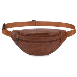Sac banane rétro décontracté en cuir PU pour homme / Retro PU Leather Casual Men's Waist Bag